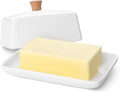 Butter Dish w/ Lid, Wide White Ceramic