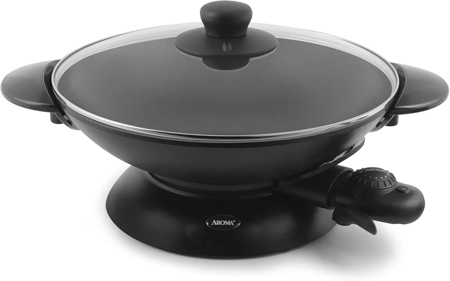 Wok w/ Glass Lid & Accessories, Electric Non-stick, Black