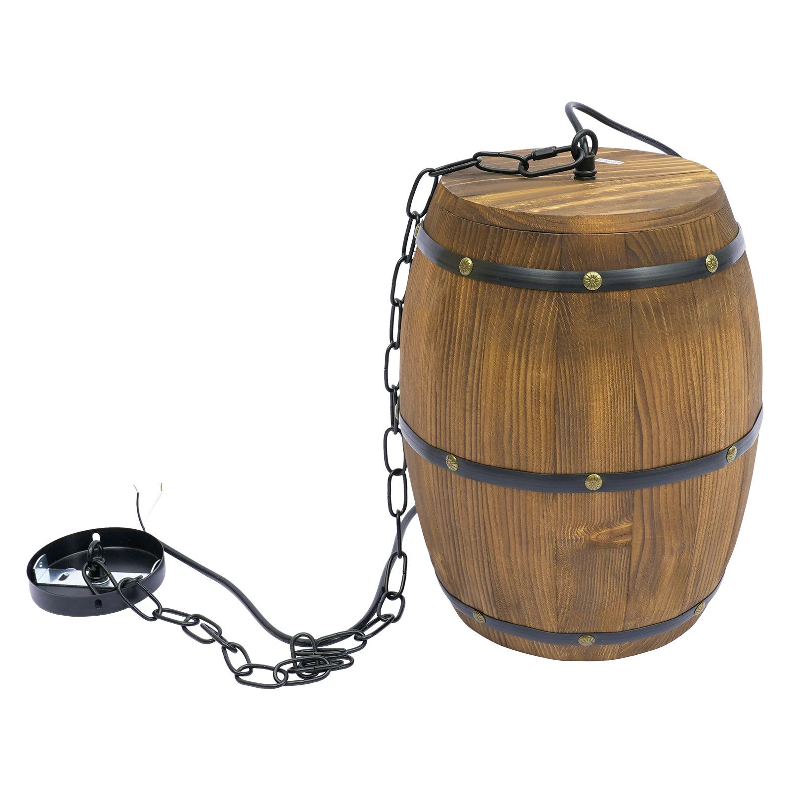 Retro Wood Wine Barrel Pendant Light，Industrial Ceiling Lamp ，Vintage Chandelier Light Fixtures for Bar Cafe Home Restaurant