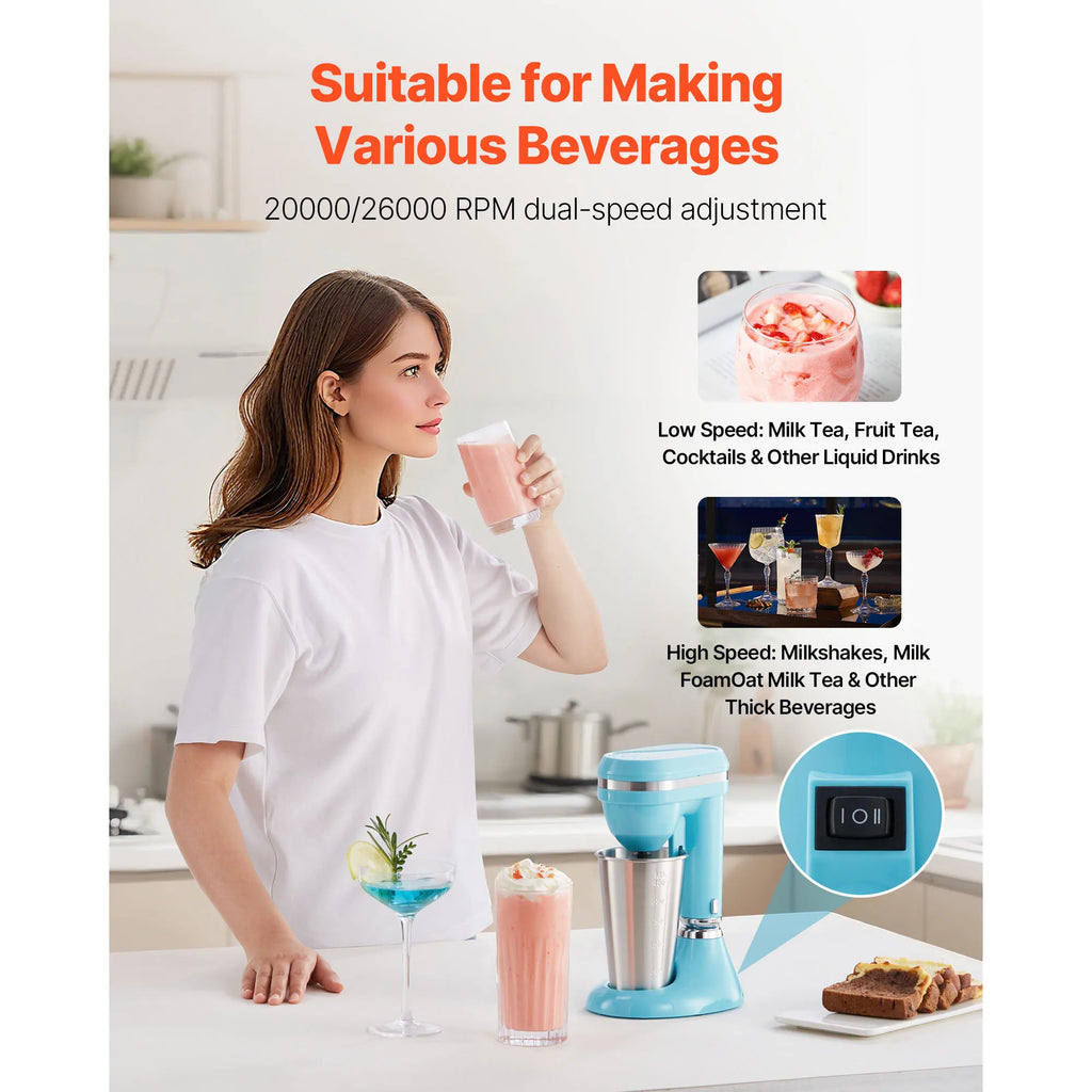 Milkshake Maker, Drink Mixer Blender Single Head Dual-Speed