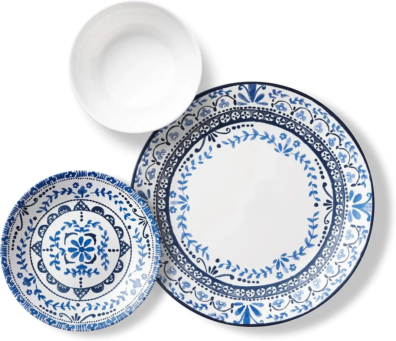 Vitrelle 18-Piece Service for 6 Dinnerware Set, Triple Layer Glass and Chip Resistant, Lightweight Round Plates and Bowls