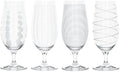 Glasses, Beer Set of 4 Elegant Etched Silver Crystal Design