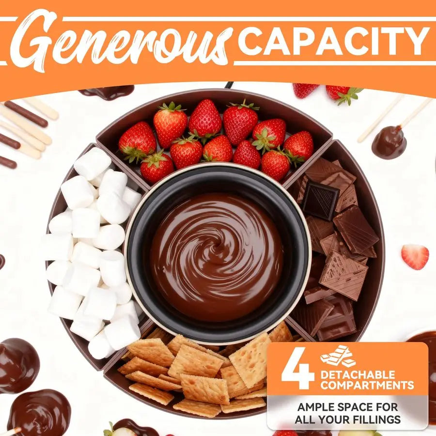Fondue Pot Electric Rotating 4 Trays