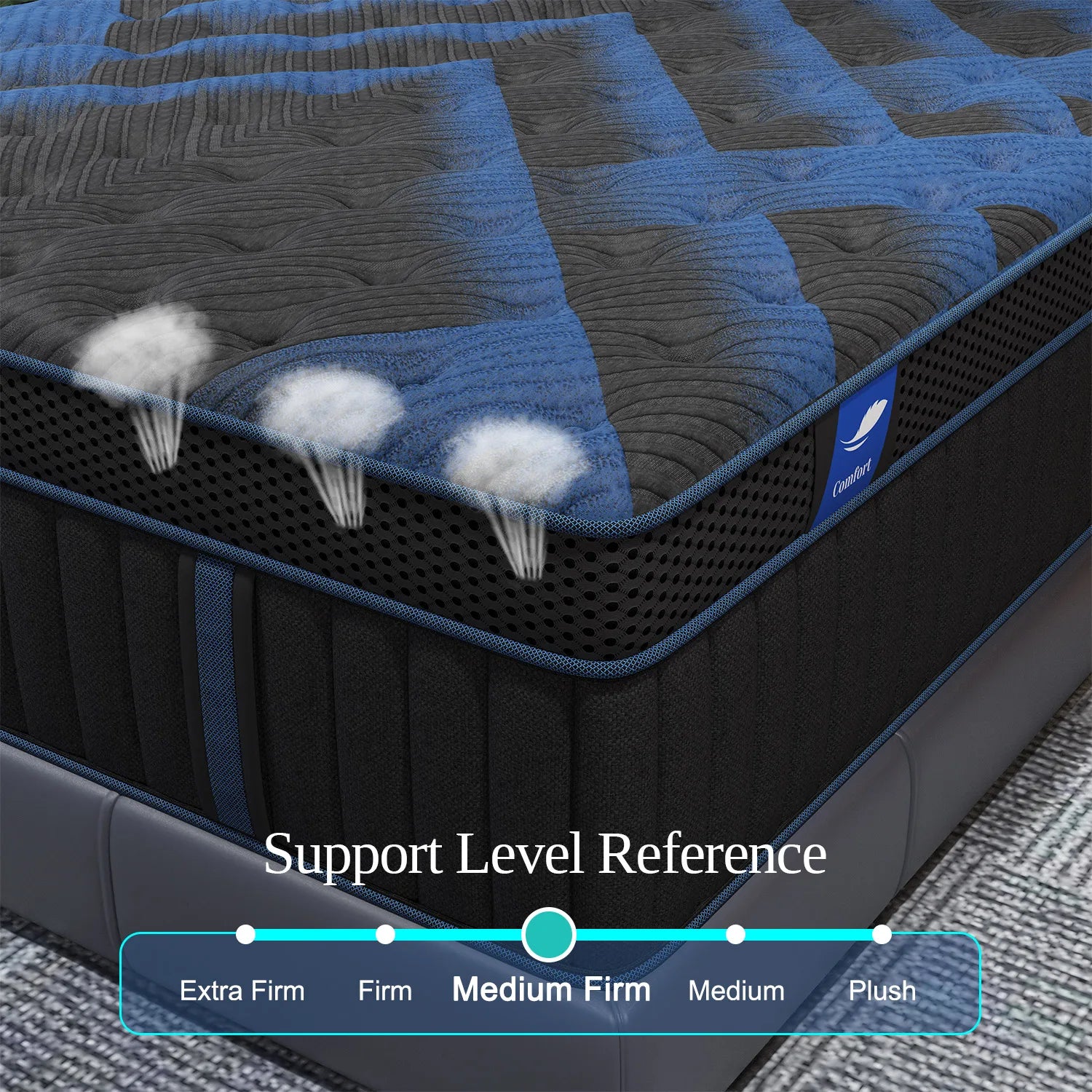 14Inch Twin Full Queen King Mattress in A Box, Hybrid Memory Mattresses Euro Top Medium Firm for Back & Lumbar Support