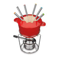 Fondue Set, 13-Piece Cast Iron Red