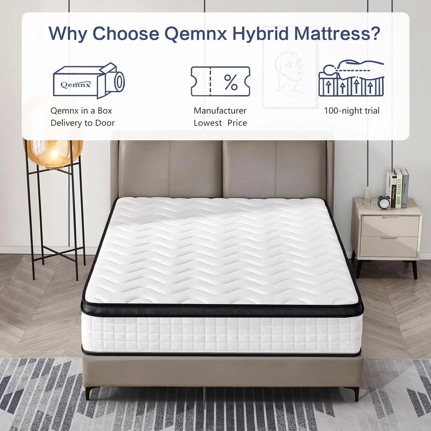 12 Inch Hybrid Mattress – Medium Firm, Memory Foam & Responsive Pocket Springs, Enhanced Edge Support, Motion, Customized