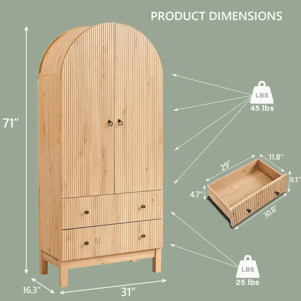 Pantry Cabinet, 71" Tall w/ 2 Drawers, Freestanding