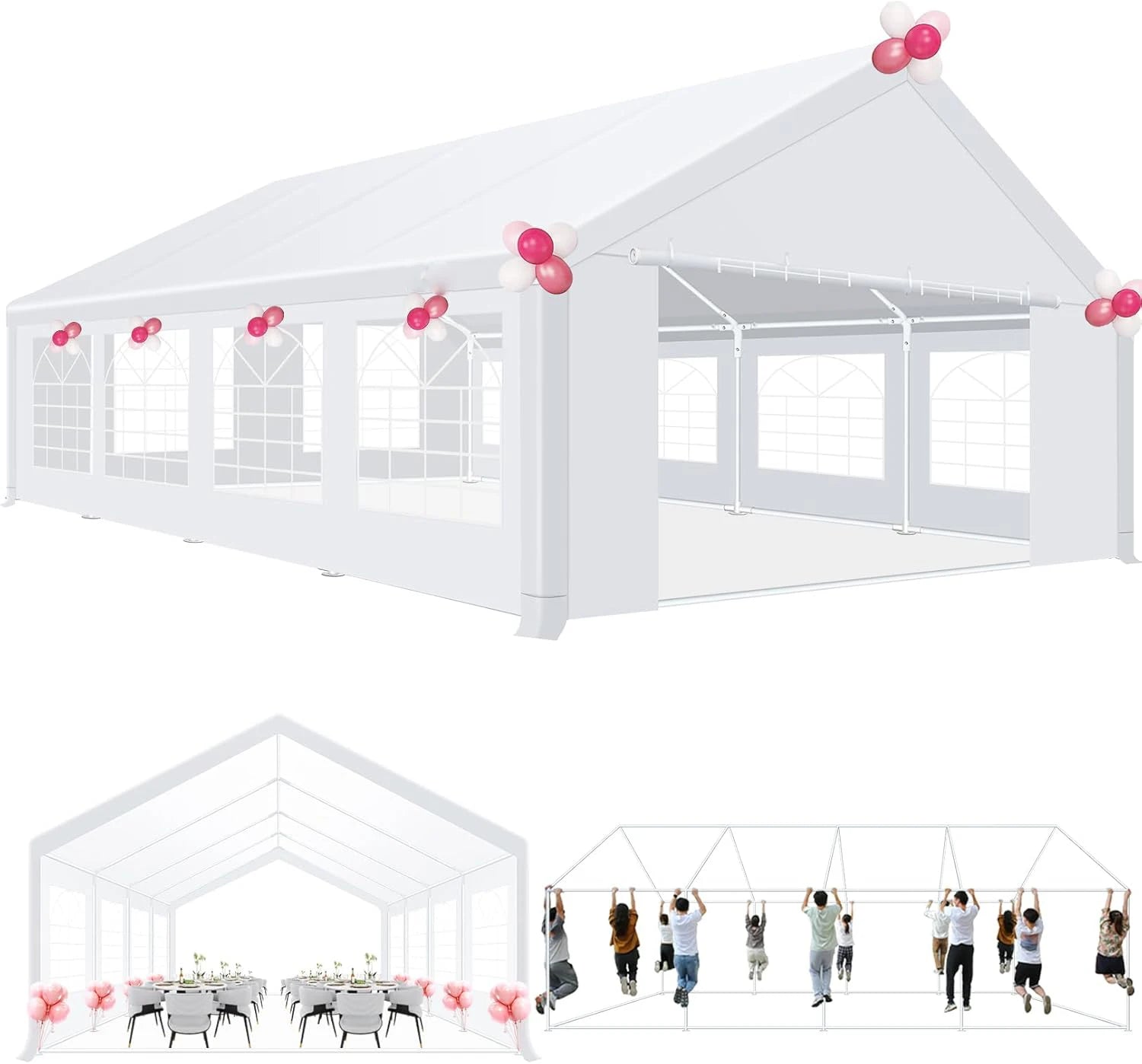 20x40FT Party Tent Heavy Duty, Wedding Tent, Event Tent for Parties, with 8 Removable Sidewalls, 20x40 Tent Carpas para Fiestas
