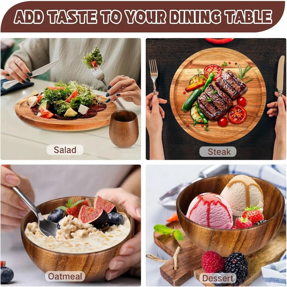 Dinnerware Set: 16-Piece Acacia Wood