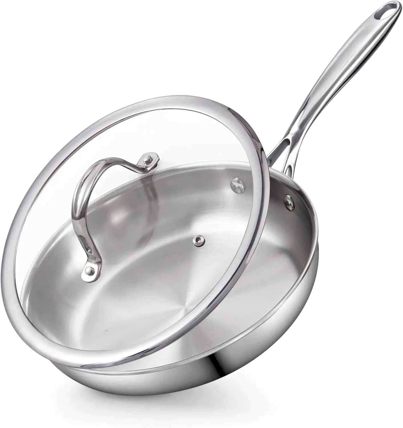 Frying Pan w/ Glass Lid, 8-In Stainless Steel