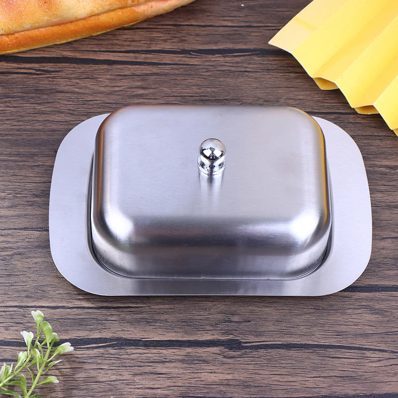 Butter Dish w/ Lid Retro French Stainless Steel