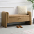 Modern 52" Storage Ottoman Bench, Upholstered End of Bed Storage Bench with Armrests, Entryway Bench, Teddy Foot, Customized