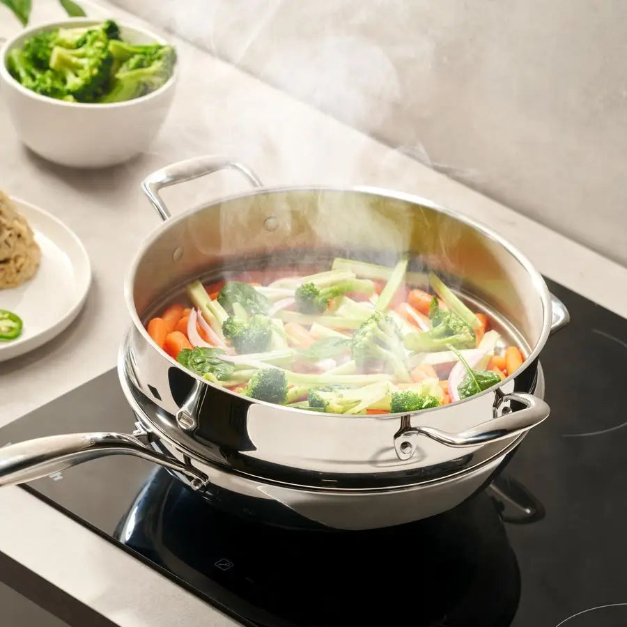 Wok Set w/ Lid & Steamer, 12 Inch 5 Quart Induction Compatible, Oven Safe