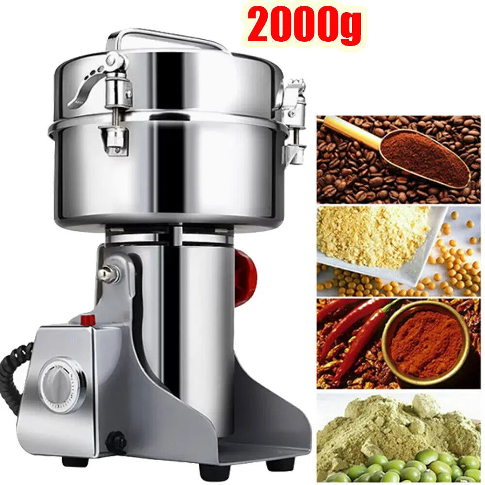 Grain Mill Grinder, Electric Stainless Machine, Herbs Grains Spices Cereals Coffee Corn