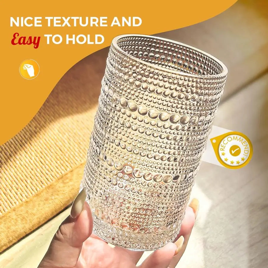 Glasses, Set of 12 11.8 oz Vintage Embossed Cocktail