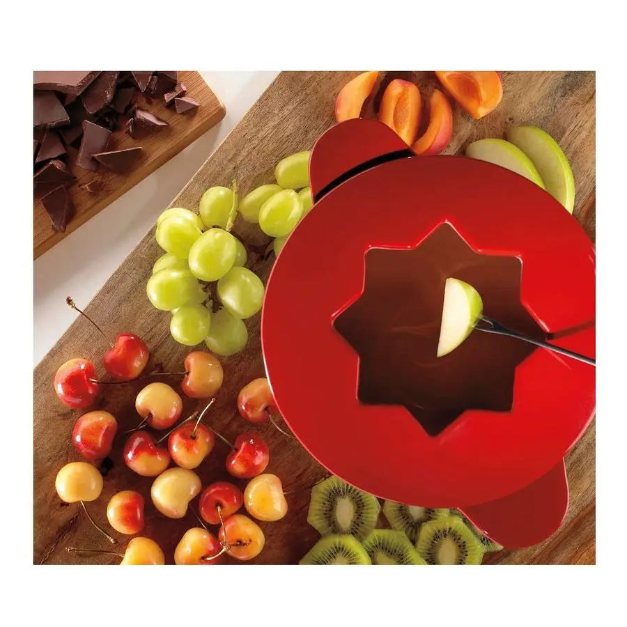 Fondue Set, 13-Piece Cast Iron Red