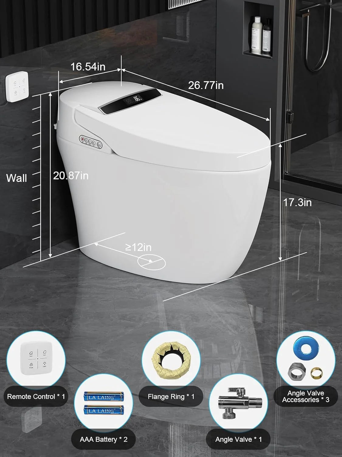Tankless Toilet, Smart Heated Seat Night Light Auto Flush