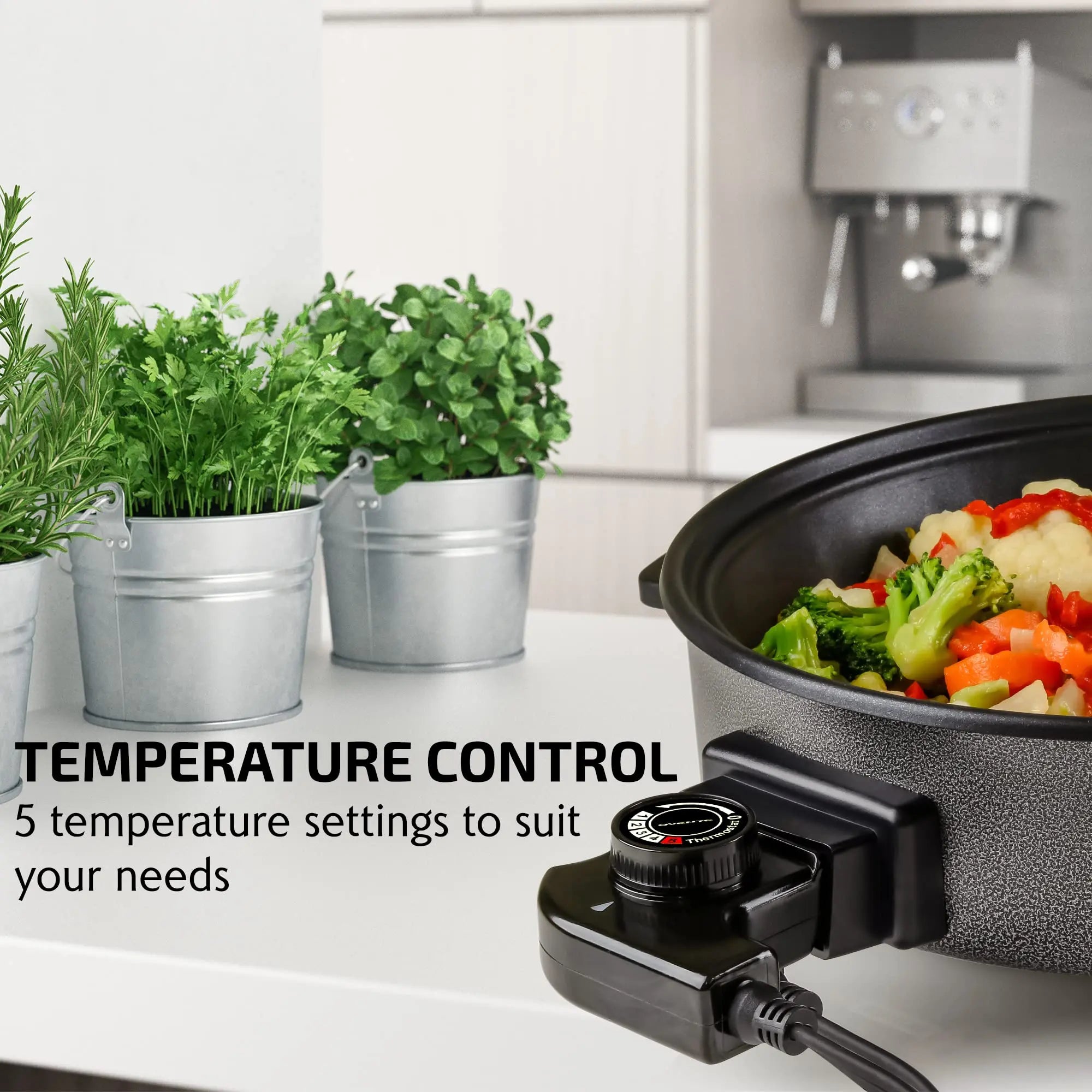 Electric Skillet Pan w/ Glass Lid Non-stick 12 Inch