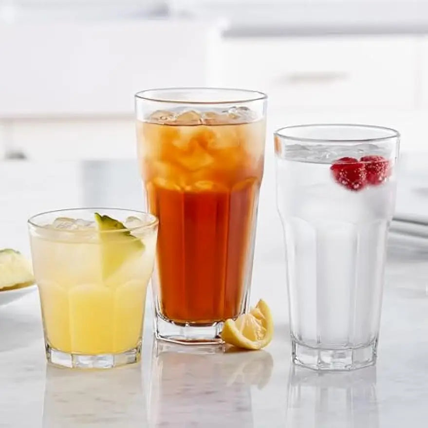 Glasses, Set of 12 Clear Iced Tea Dishwasher Safe