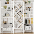 Triple 5 Tier Bookshelf, Large Wooden Bookcase with 17 Open Display Shelves, Modern Tree Book Shelf Metal Frame Tall Bookshelves