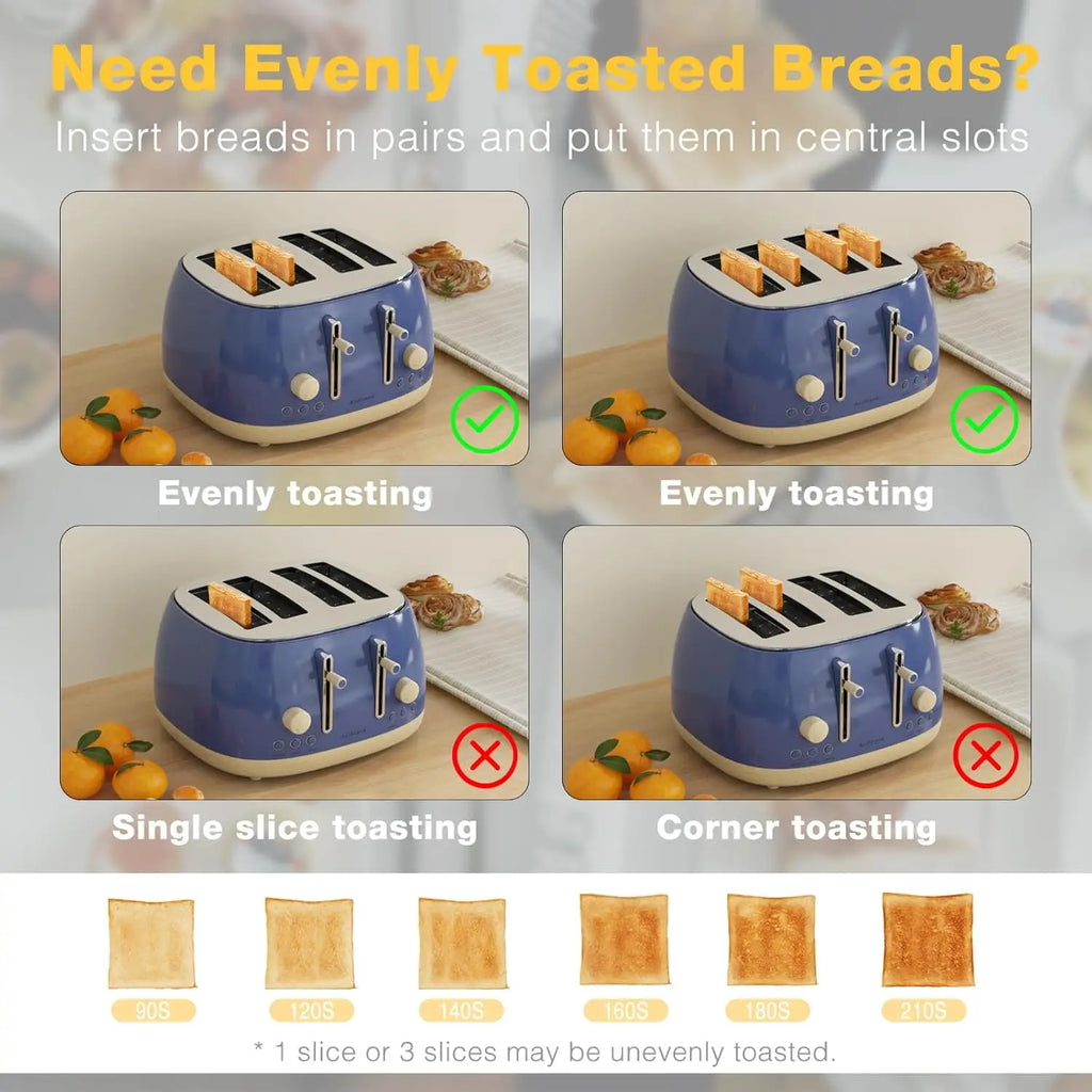 Toaster 4-Slice Extra-Wide Retro Stainless Steel
