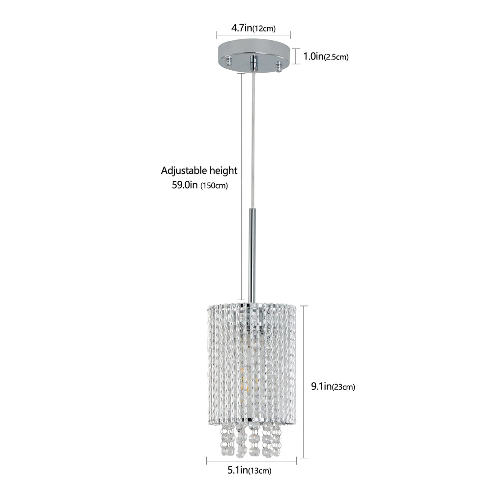 ARLGSITE Luxury Modern Crystal Pendant Light 3-Pack Adjustable Chrome Hanging Ceiling Fixture with Clear Beads, Elegant Design
