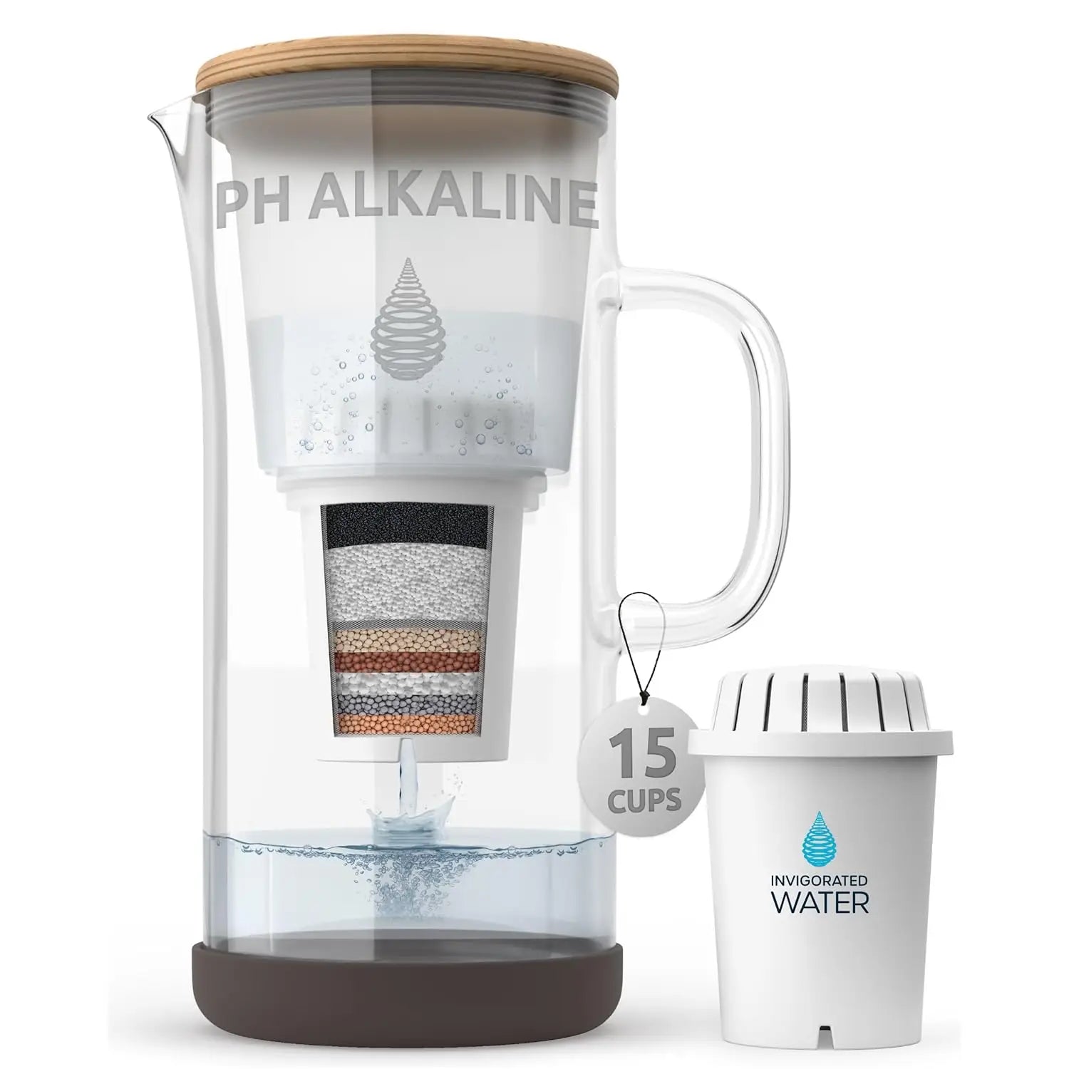 Water Filter Pitcher 3.5L Capacity Glass Alkaline