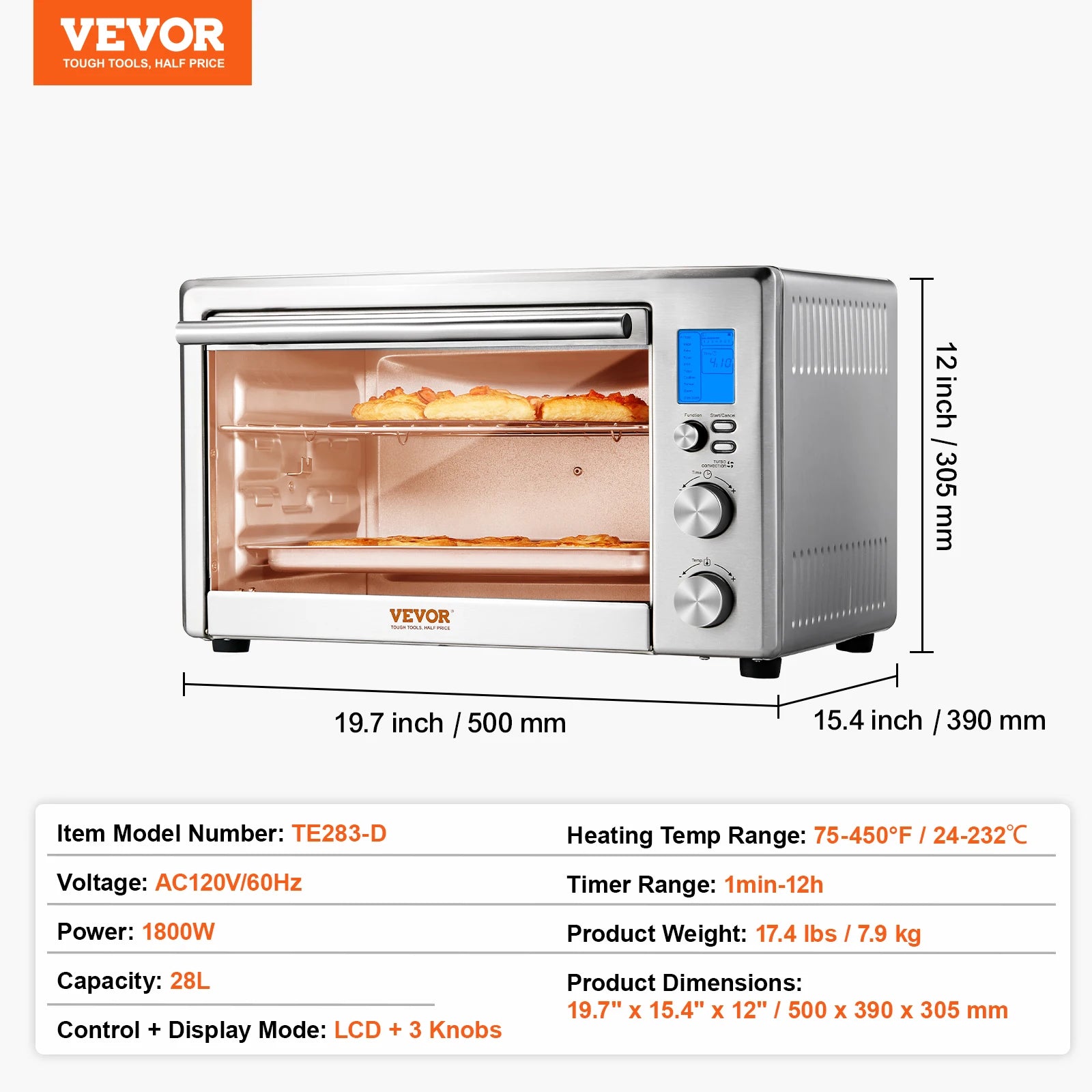 Air Fryer, Toaster Oven, Convection Oven 1800W 2-Tier
