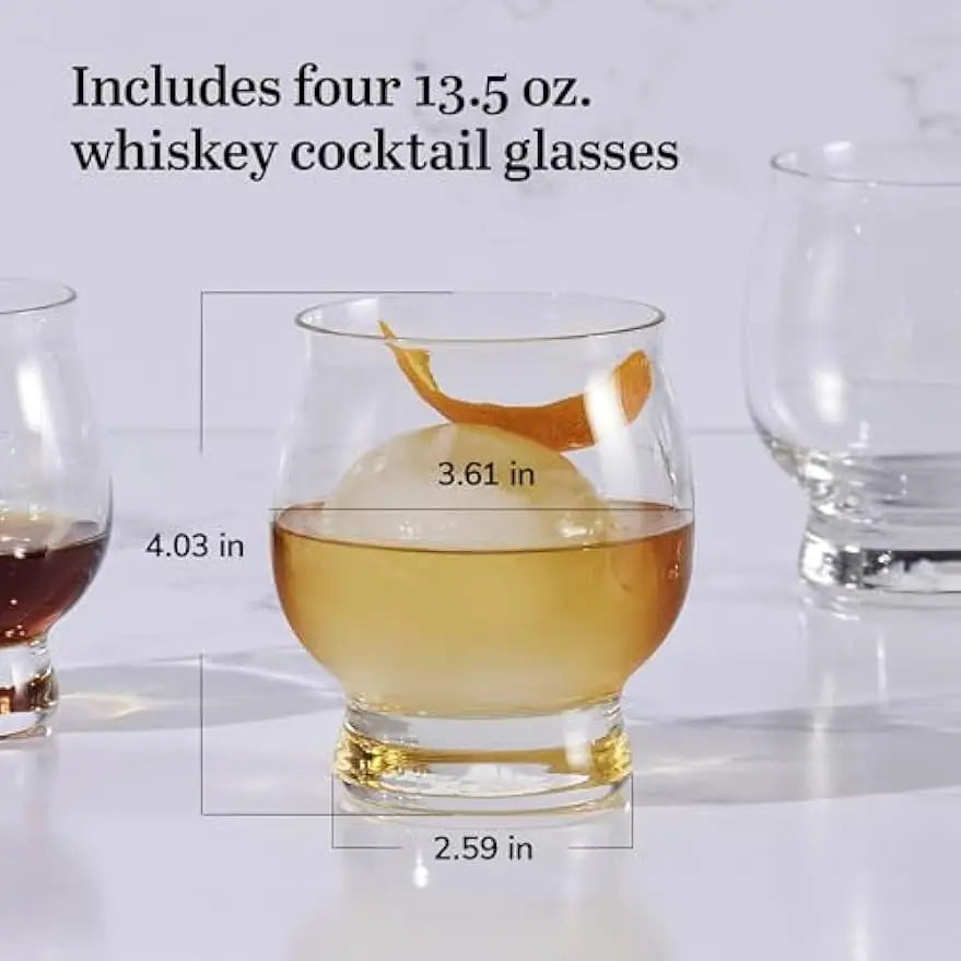 Glasses, Set of 4 Bourbon Whiskey  Cocktails Dishwasher Safe