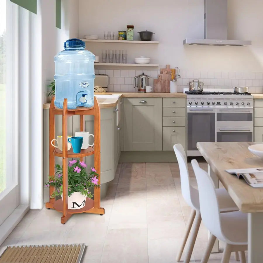 Water Dispenser, Ceramic Wood Floor Stand, 5-Gal