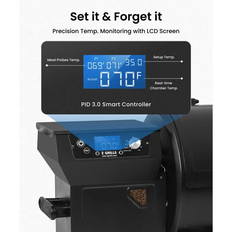 Pellet Grill & Smoker w/ Meat Probe, BBQ 32 In