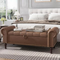 51” Bench with Storage, Upholstered Tufted Button Bedroom Bench with Storage, Faux Leather End of Bed Bench with, Customized