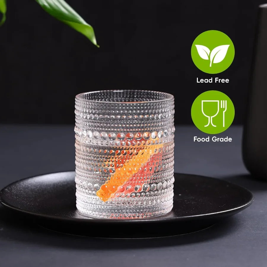 Glasses, Set of 12 12oz & 10oz Clear Embossed