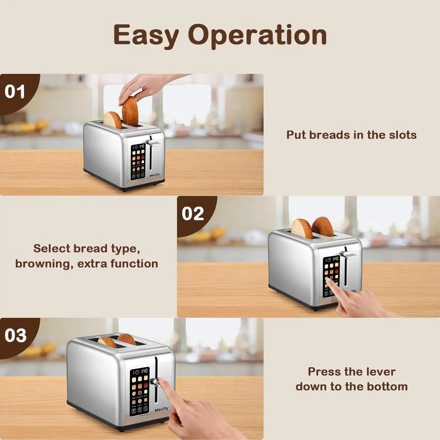 Toaster 2-Slot Smart Wide-Slot, Stainless Steel