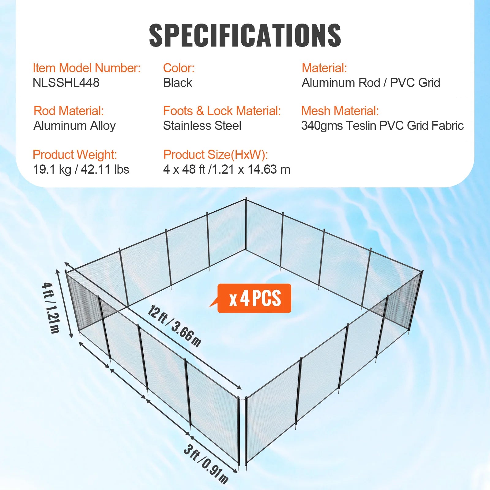 SucceBuy Pool Fence Pool Fences for Inground Pools Removable Child Safety Fencing Teslin PVC Fence Mesh Protects Kids and Pets