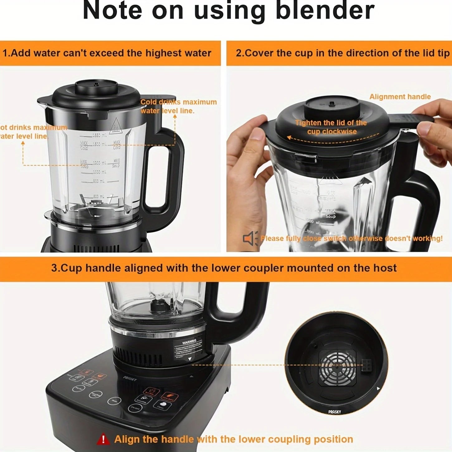 Blender, Heating Soups Smoothies 55oz Glass To-Go Cup