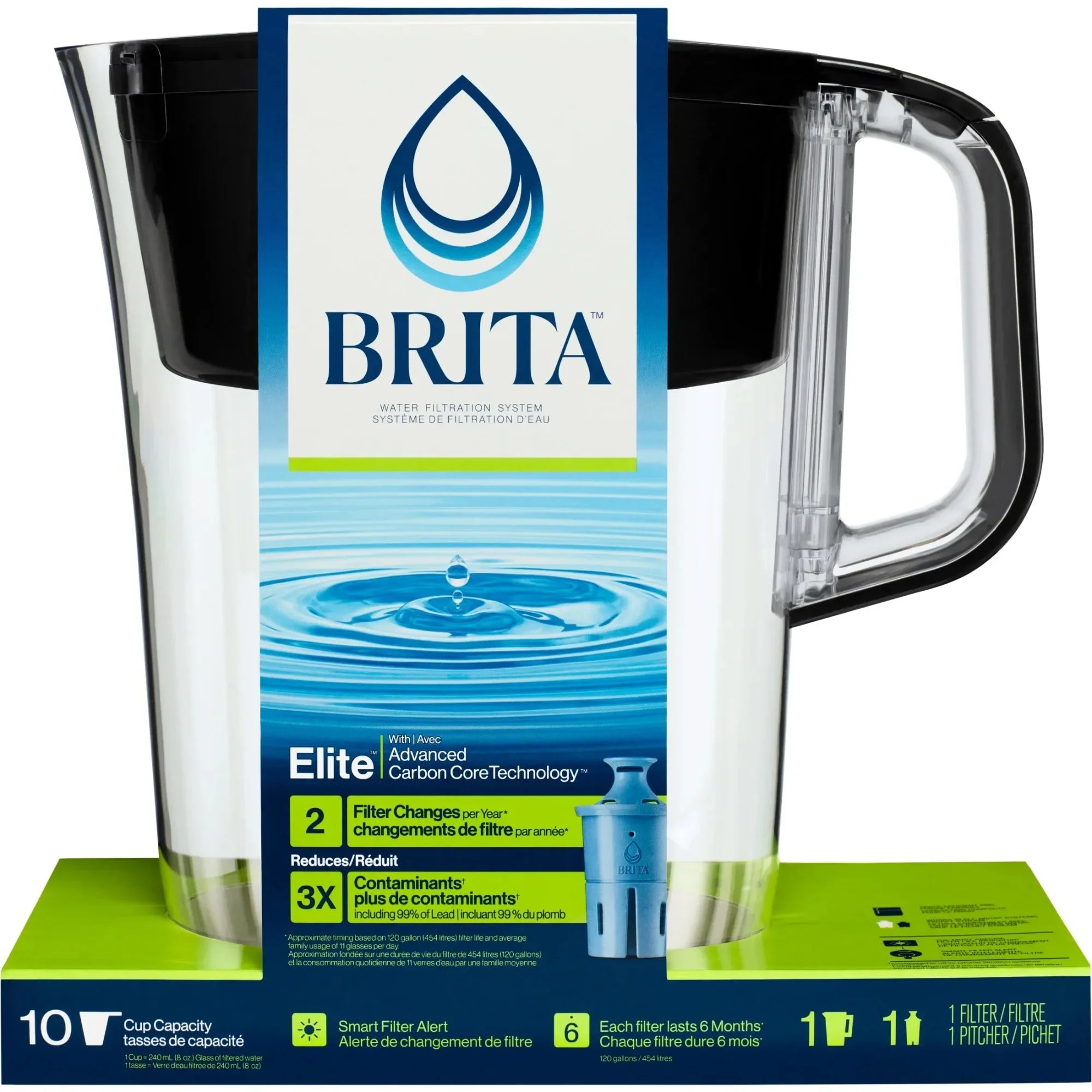 Water Filter Pitcher 10-Cup, chlorine