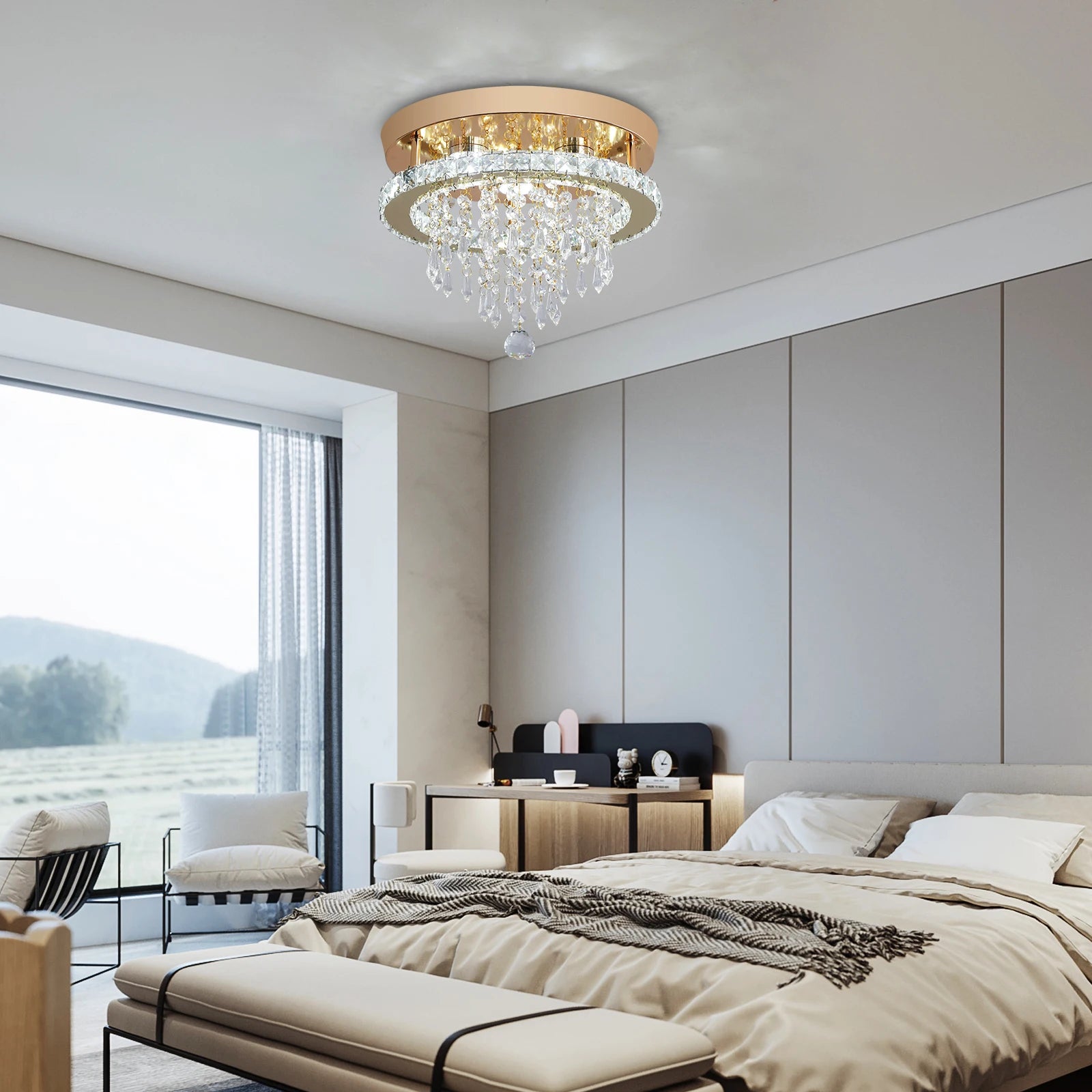 VETRULUS Luxury Crystal Chandelier Lustre Design Gold Modern Led Ceiling Light  Living Room Bedroom Hanging Lamp LightingFixture