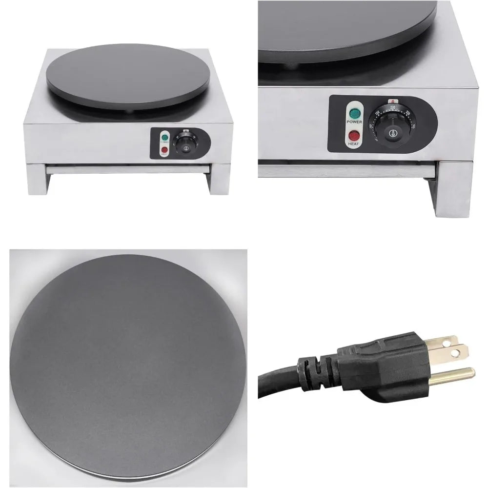 Crepe Maker w/ Rolling Flat Tool Electric Pancake Non-Stick