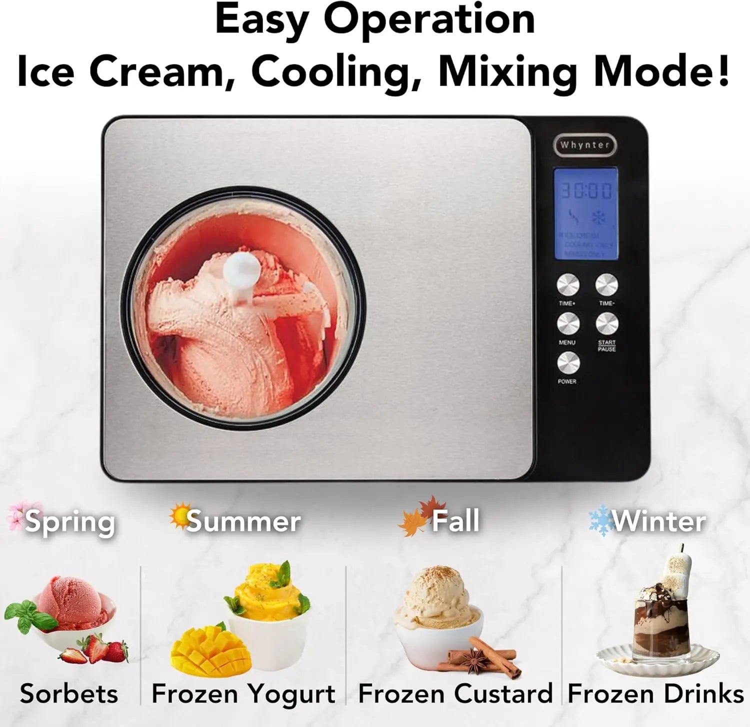 Ice Cream Maker, 2.1 Qt, Digital Display