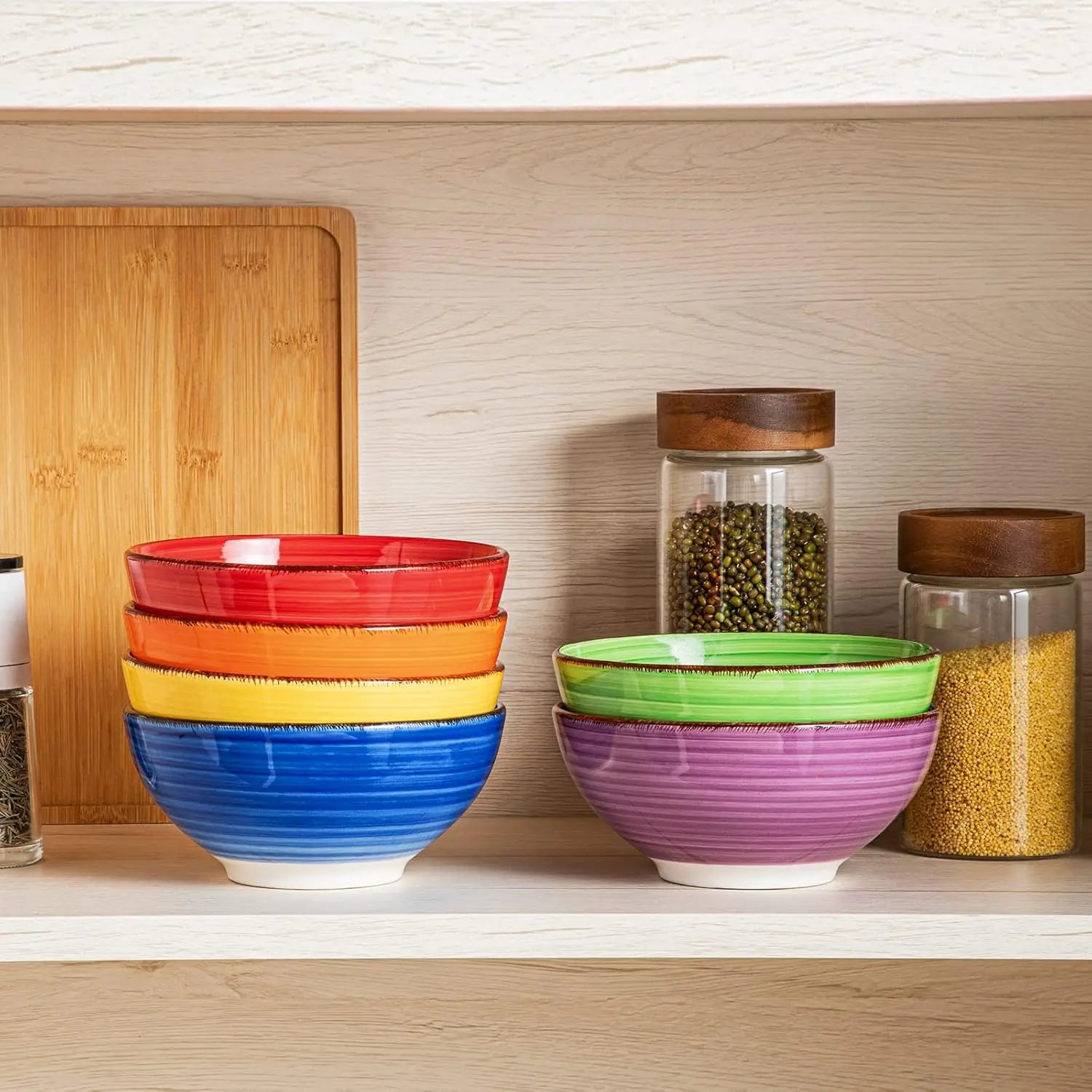 Soup Bowls, Set of 6 Colorful Ceramic