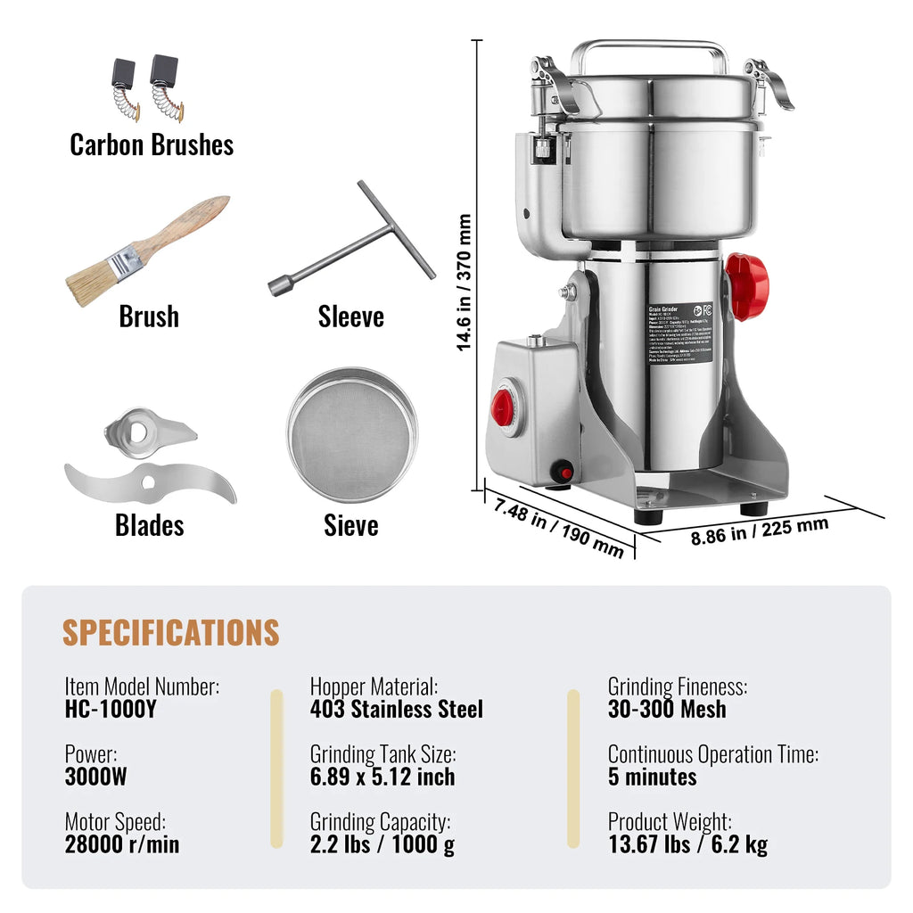 Grain Mill Grinder, Spices Herbs Grains Spices Cereals Coffee Corn