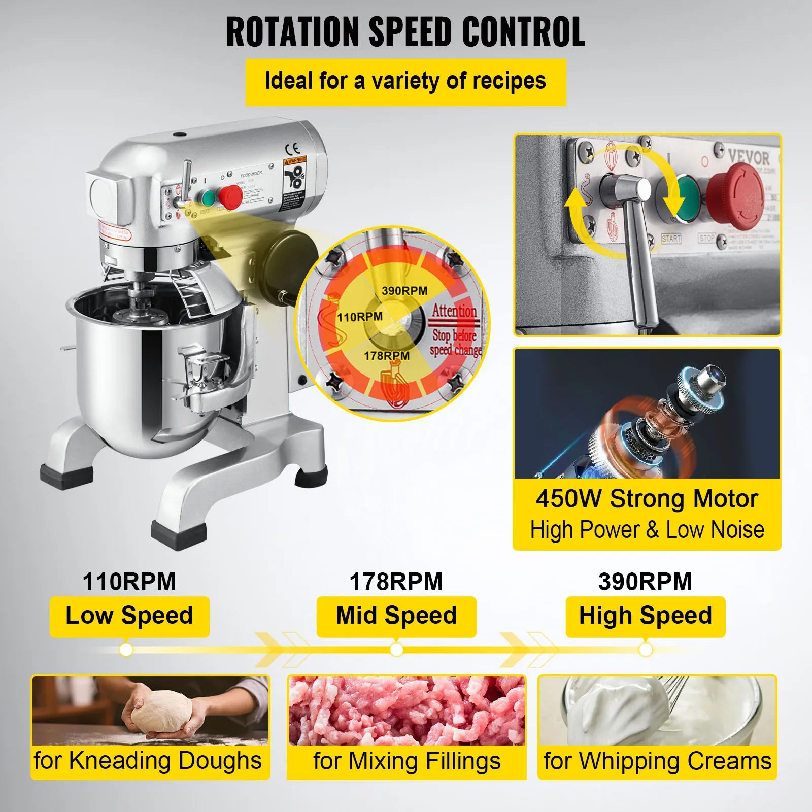 Dough Machine, 10-30L Electric Stainless Cream Egg Mixer Blender