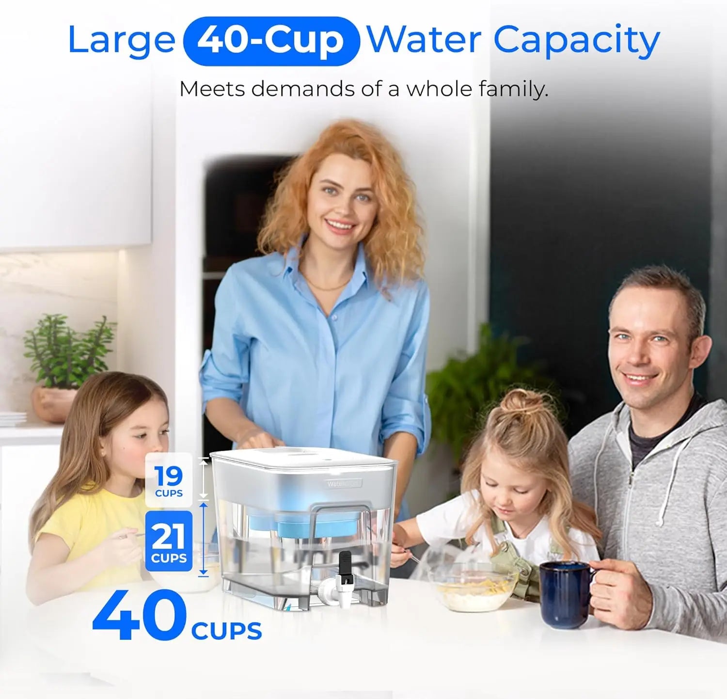 Water Filter Dispenser, 40-cup Alkaline