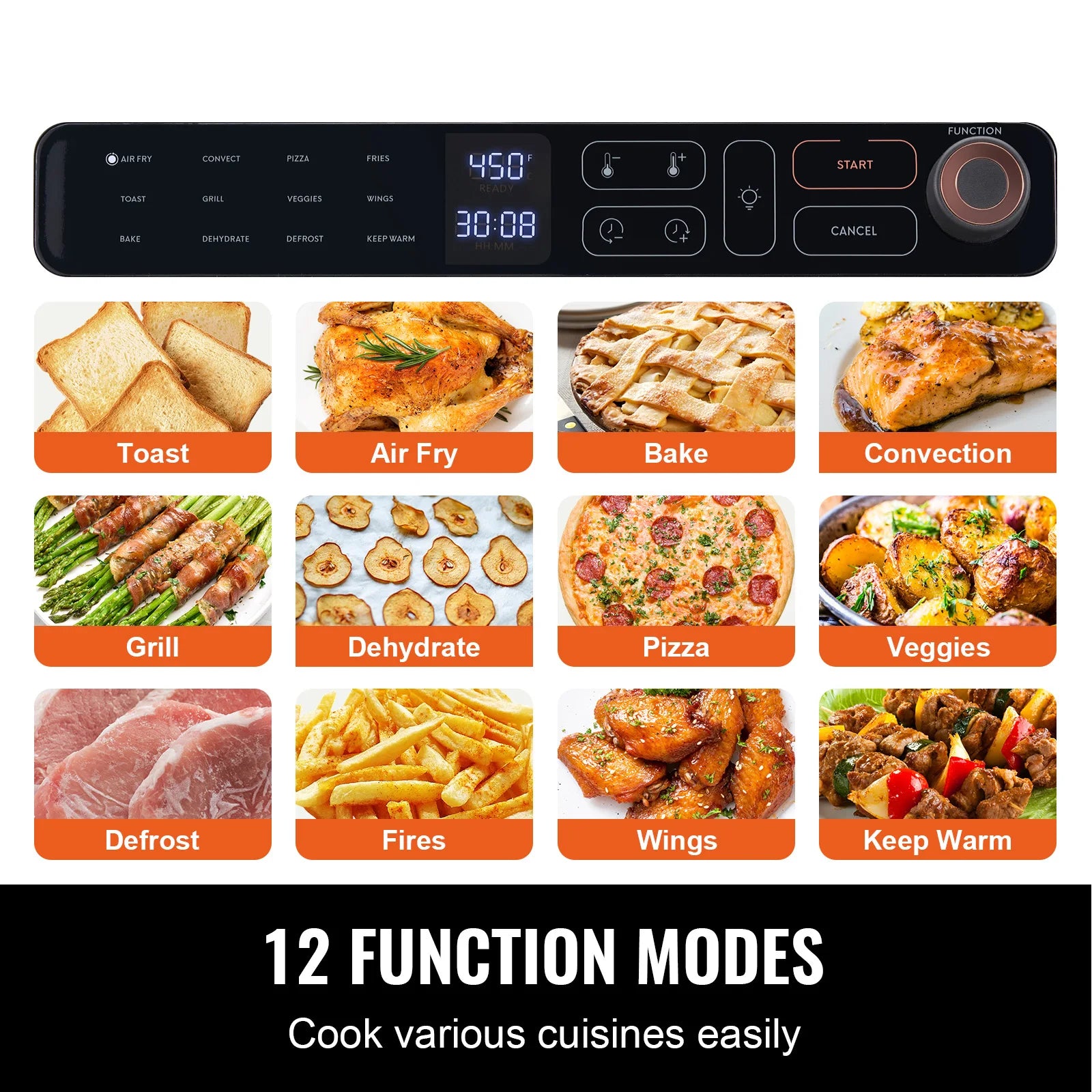 Air Fryer, Toaster Oven, Convection Oven 1700W Stainless