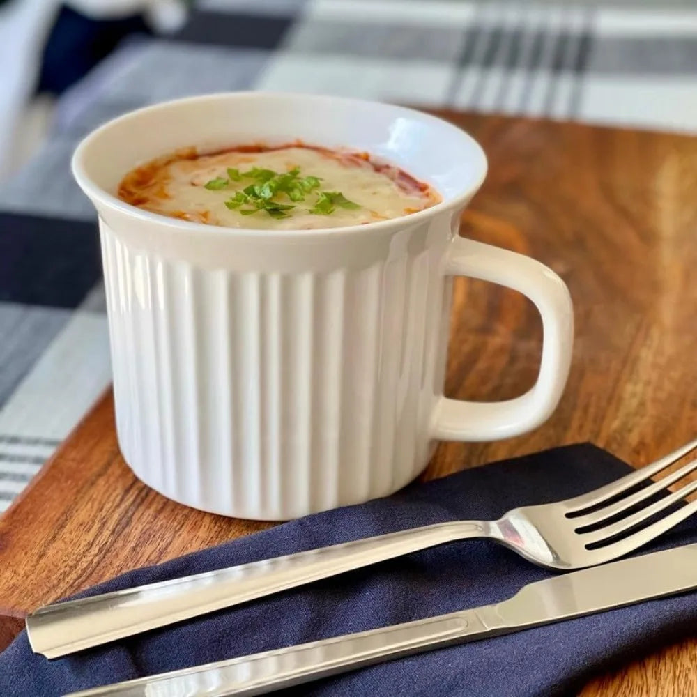 Mugs w/ Lids, 2-Pack 20oz Meal, BPA-Free, French White Ceramic