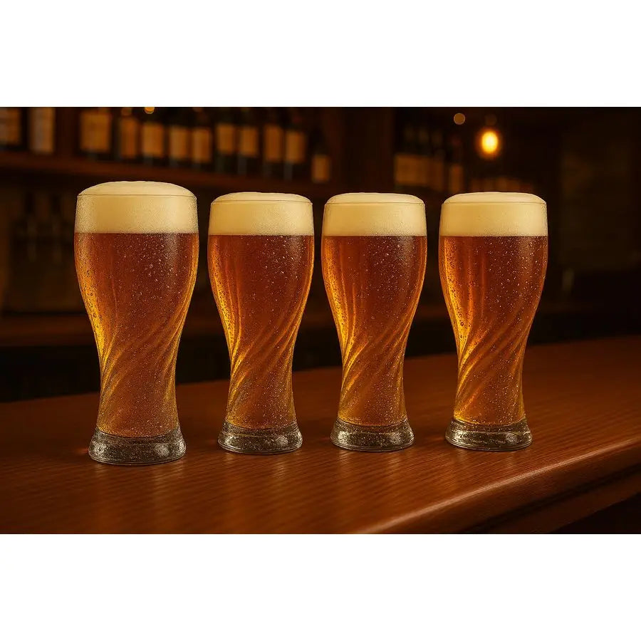 Glasses Set of 4 20 oz Beer Twisted Crystal, Gift box