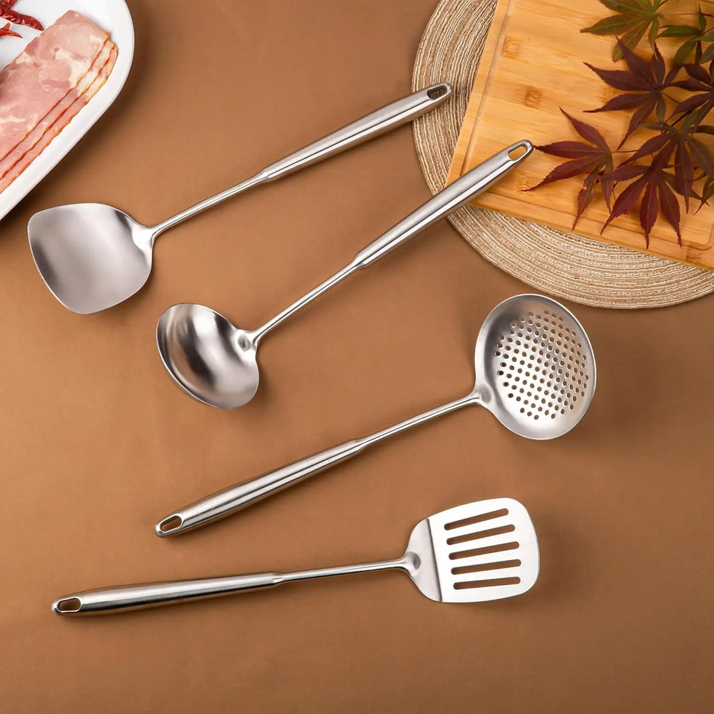 Wok Utensils, 4-Piece Stainless Steel