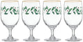 Glasses, 4-Piece Holiday Stemmed Dinnerware Gold Rim