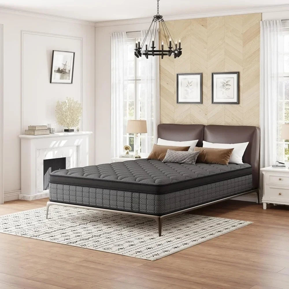 Mattress 14 Inch Hybrid Mattress in a Box，Medium Firm Mattresses with Gel Memory Foam & Pocket Springs, Pressure Customized